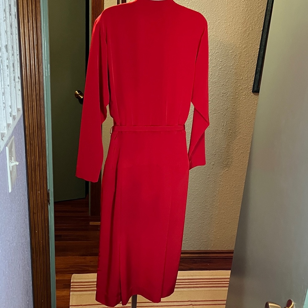 EUC VTG Stunning Liz Claiborne Red Long Sleeve Dress w/Gold Button Accents Sz 10 - Picture 7 of 12